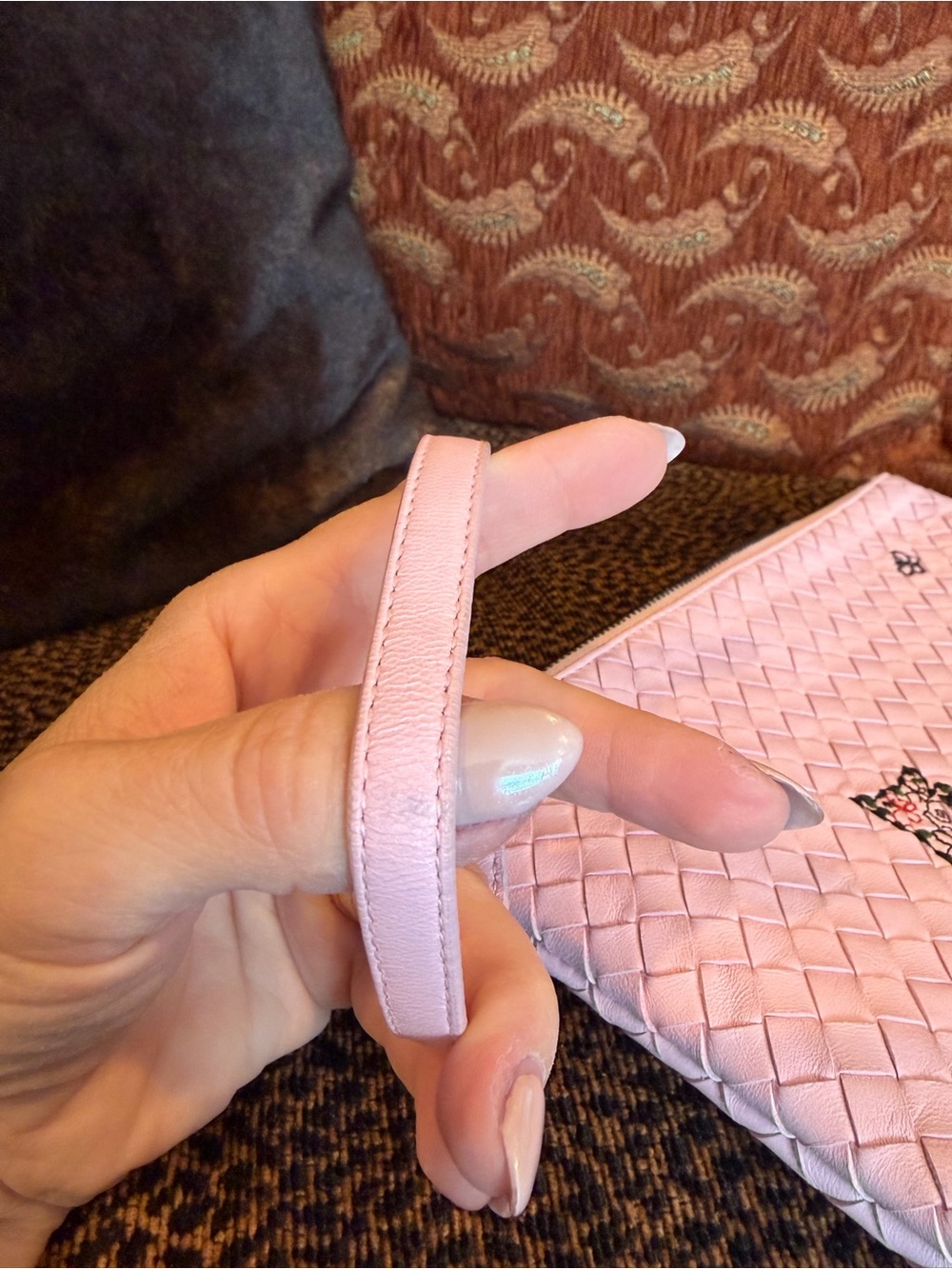 Bottega Veneta Pink Intrecciato Dog and Butterfly Motif Clutch Wristlet w/ COA - Picture 4 of 17
